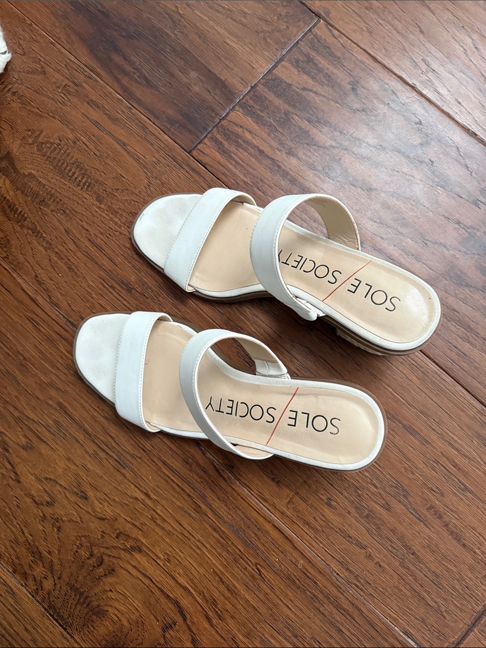 Sole Society White Double Strap Slide Sandals